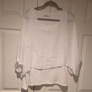 Angela Mara White Layered Blouse